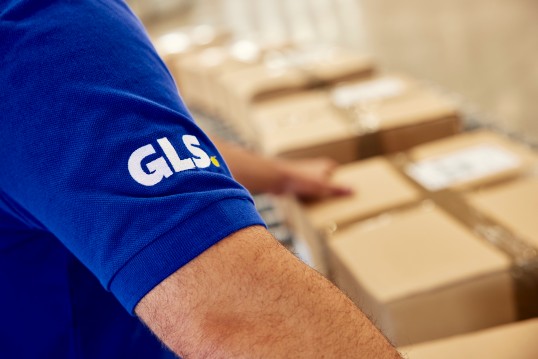 Blauer Poloärmel mit GLS Logo