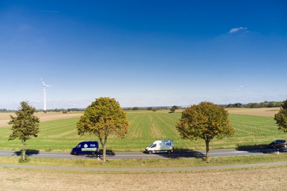 delivery vans on the road