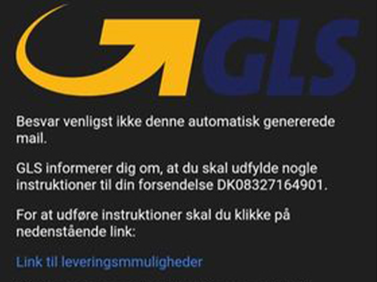 Eksempel på falsk mail gls