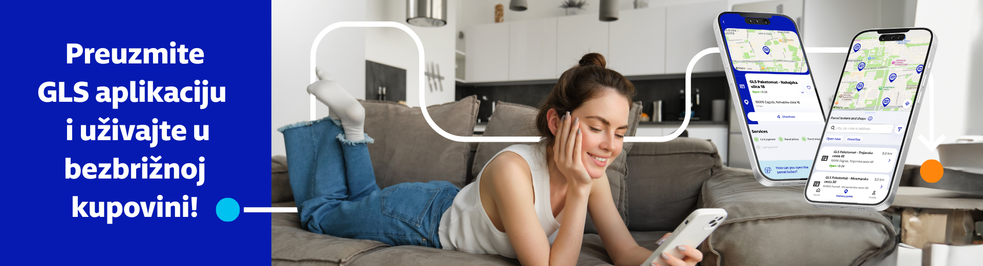 Women looking at GLS app enjoying stress free shopping