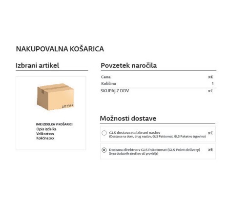 Image of example of a shopping cart with GLS delivery options